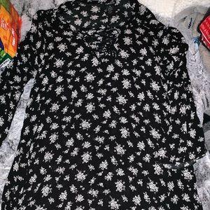Long sleeve black with white flower dress